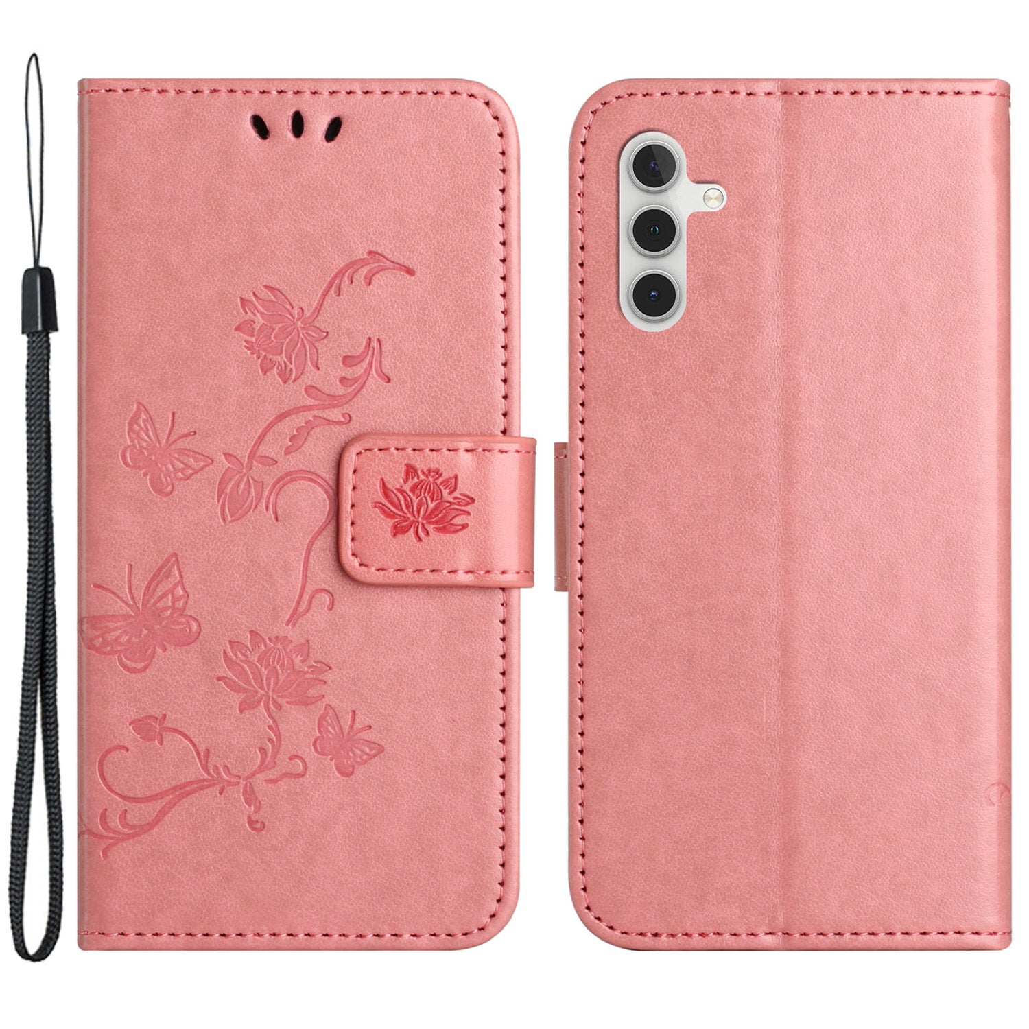 Til Samsung Galaxy A25 5G Ridsesikkert PU-læder Sommerfugleblomst præget pung Telefon Etui Stand Cover Til Samsung Galaxy A25 5G Ridsesikkert PU-læder Sommerfugleblomst præget pung Telefon Etui Stand Cover